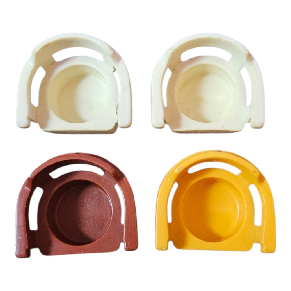 4 Vintage Fisher Price Little People Replacement Chairs White Yellow Brown